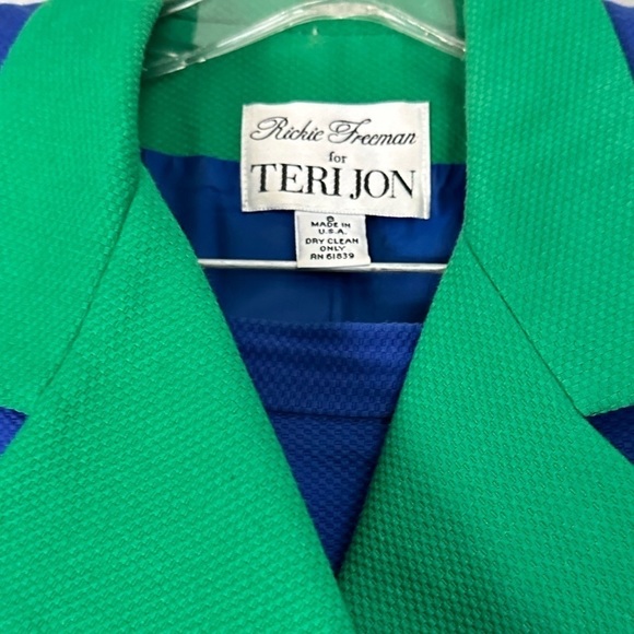 Rickie Freeman For Terri Jon blue and green skirt suit set size 6 - Picture 2 of 8